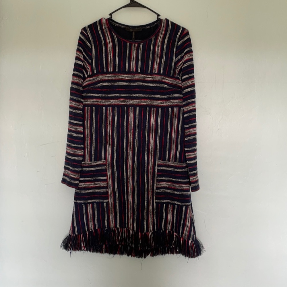 Red, white, and blue tweed dress